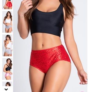 NWT Sequin Red Rave Shorts